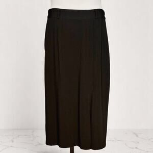 Vintage 70s CLAUDE Black Midi Pencil Skirt Lined Pull On Retro Career 15/16 XL